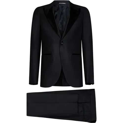 Aw23 Textured Wool Silk Tuxedo Suit , male, Sizes: S, XL - Emporio Armani - Modalova