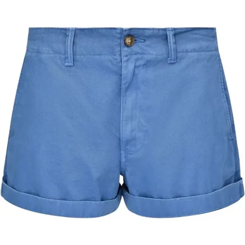 Blaue Chino-Shorts mit Umschlag , Damen, Größe: 3XS - Ralph Lauren - Modalova