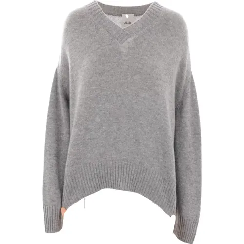 Grey Cashmere V-Neck Sweater , female, Sizes: M - allude - Modalova