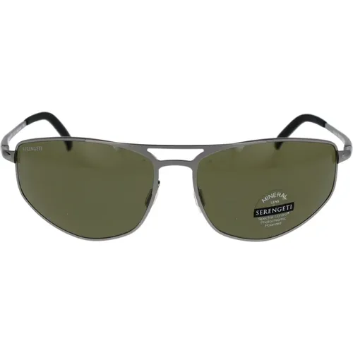 Matte Gun Metal Polarized Sunglasses , male, Sizes: 64 MM - Serengeti - Modalova