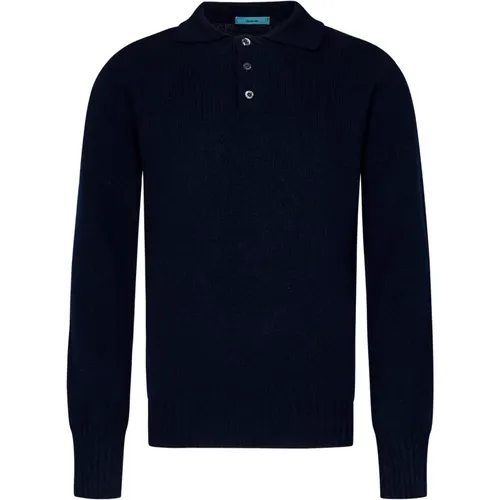 Wool Knit Long-Sleeve Polo Shirt , male, Sizes: L, M - Drumohr - Modalova