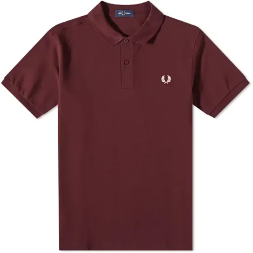 Slim Fit Plain Polo Uniform Oxblood , male, Sizes: M, L, XL, 2XL, 3XL, S - Fred Perry - Modalova