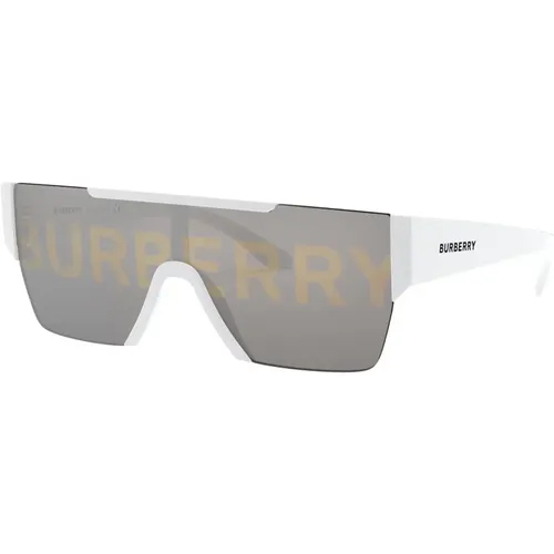 Weiße/Graue Goldene Sonnenbrille , Herren, Größe: 38 MM - Burberry - Modalova