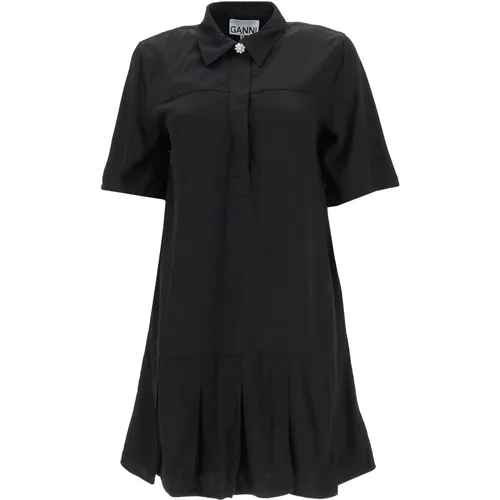 Gerüschtes Plissiertes Mini Kleid , Damen, Größe: XS - Ganni - Modalova