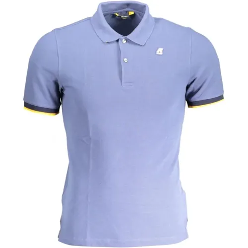 Blaues Baumwoll-Poloshirt mit Kontrastdetails , Herren, Größe: 2XL - K-way - Modalova