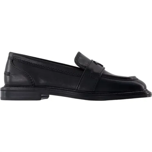 Schwarze Lederloafer - Runde Zehe , Damen, Größe: 39 EU - Maison Kitsuné - Modalova