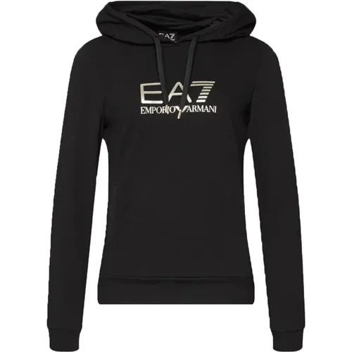 Kapuzenpullover Regular Fit Schwarz , Damen, Größe: M - Emporio Armani EA7 - Modalova