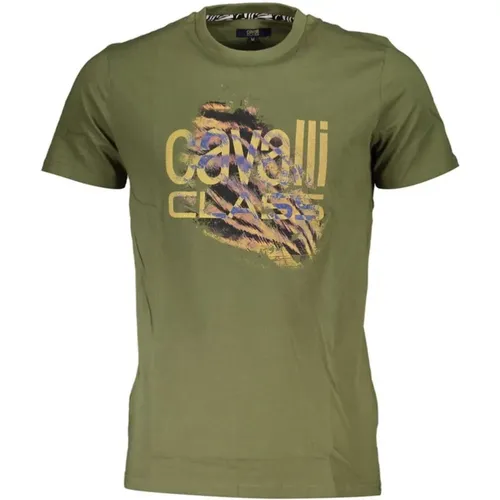 Bedrucktes Logo Rundhals T-Shirt , Herren, Größe: L - Cavalli Class - Modalova