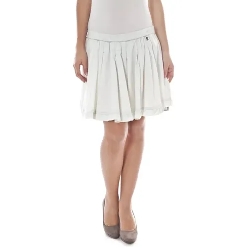 Weißer Baumwollrock, Kurz, Seitlicher Reißverschluss, Logo , Damen, Größe: 2XL - John Galliano - Modalova