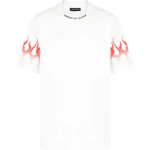 Flame Print T-shirt , male, Sizes: L, M, XS, S - Vision OF Super - Modalova