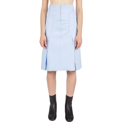 Denim Midi Rock mit Rauem Abschluss , Damen, Größe: XS - Raf Simons - Modalova