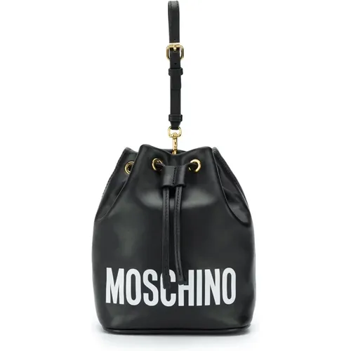 Leather Shoulder Bag Drawstring Closure , female, Sizes: ONE SIZE - Moschino - Modalova