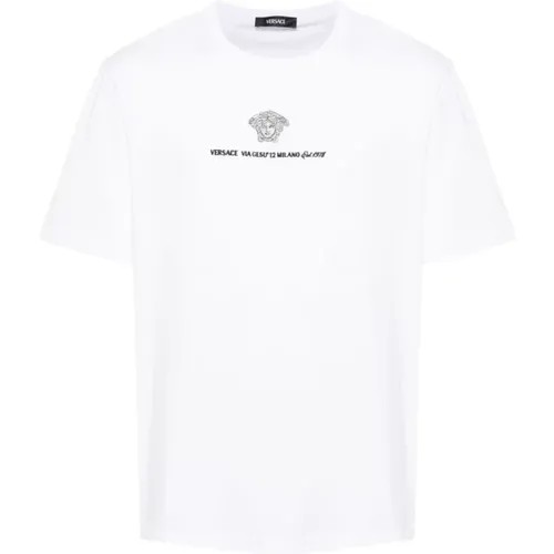 Weiße Baumwoll-Jersey-T-Shirt mit Medusa Head , Herren, Größe: XL - Versace - Modalova