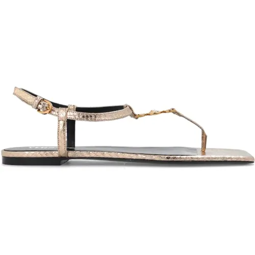 Ledersandalen , Damen, Größe: 36 EU - Versace - Modalova