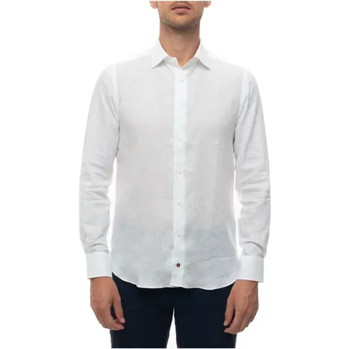Italian Linen Dress Neck Shirt , male, Sizes: M, 3XL, 5XL, L, 2XL - Càrrel - Modalova