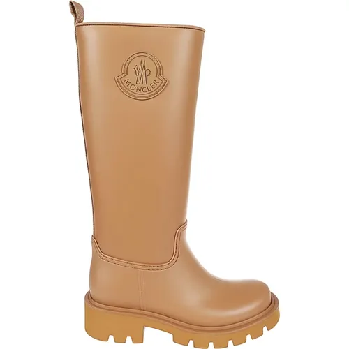 Leather Knee-High Waterproof Boots , female, Sizes: 5 UK, 4 UK, 8 UK, 3 UK, 7 UK - Moncler - Modalova