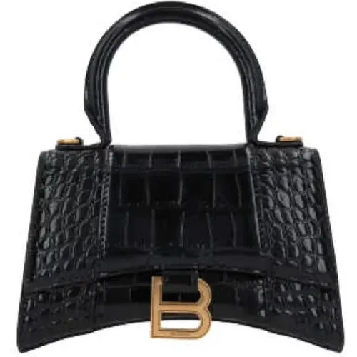 Crocodile Print Leather Handbag with Antique Gold Hardware , female, Sizes: ONE SIZE - Balenciaga - Modalova