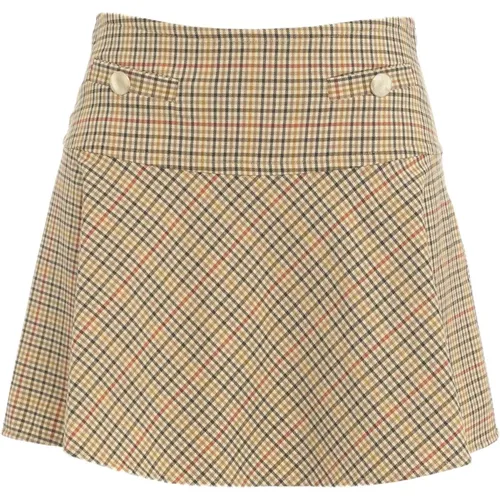 Check Flared Mini Skirt Aw24 , female, Sizes: M, S - Semicouture - Modalova