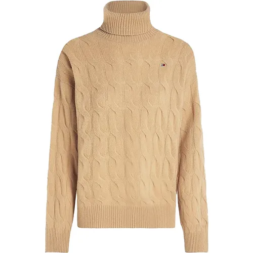 Klassischer Kabel Rollkragenpullover,Weicher Wollkabel Rollkragenpullover - Tommy Hilfiger - Modalova