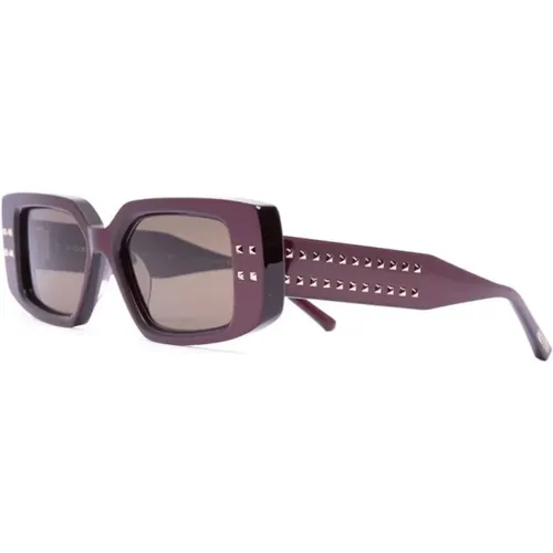 Rote Sonnenbrille für den täglichen Gebrauch , Damen, Größe: 53 MM - Valentino - Modalova