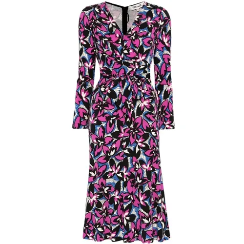 Floral Midi Dress with Ruched Detail , female, Sizes: S, M - Diane Von Furstenberg - Modalova