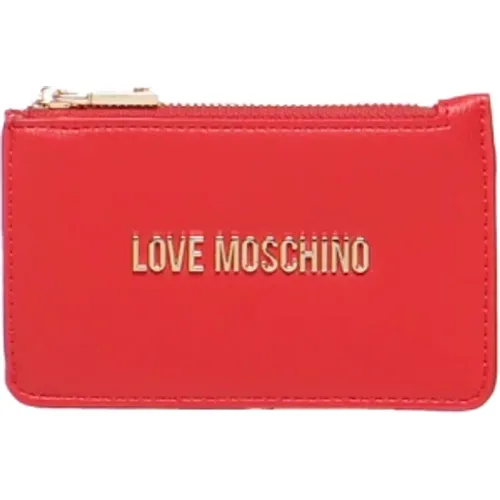 Rote Geldbörsen mit Baumwollmischung , Damen, Größe: ONE Size - Love Moschino - Modalova