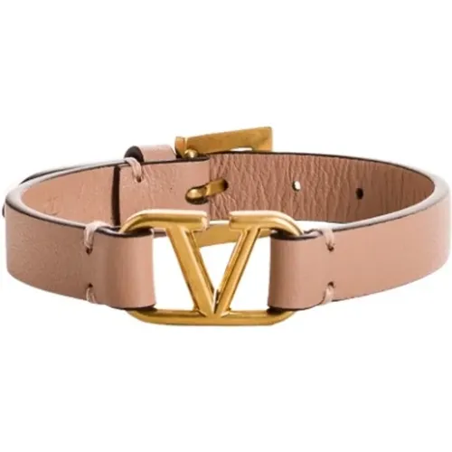 Leather Bracelet with Gold VLogo Buckle , female, Sizes: ONE SIZE - Valentino - Modalova