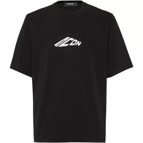 Jersey T-shirt with Front Print , male, Sizes: XL, L, S, 2XL, M, 3XL - Dsquared2 - Modalova