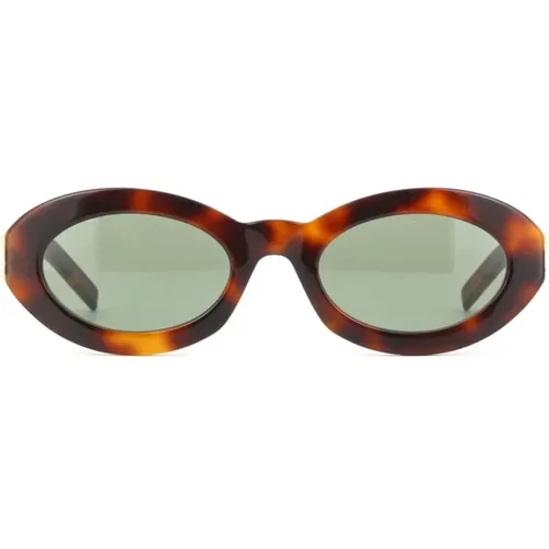 Elegante Ovale Damen Sonnenbrille Braun Schildkröte - Saint Laurent - Modalova