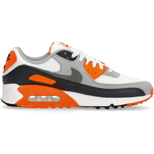 Air Max 90 Niedriger Schuh Weiß/Grau/Orange , Herren, Größe: 43 EU - Nike - Modalova