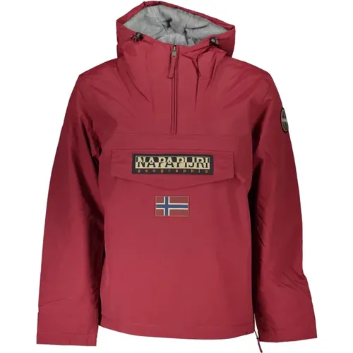 Rote Rainforest Jacke mit Kapuze , Herren, Größe: S - Napapijri - Modalova