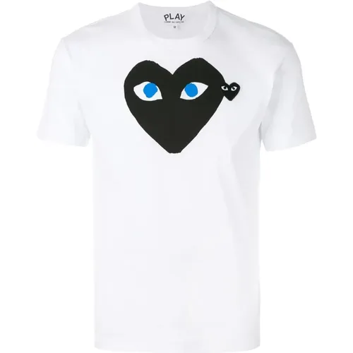 T-shirt with logo print , male, Sizes: L, M, S, XL - Comme des Garçons Play - Modalova