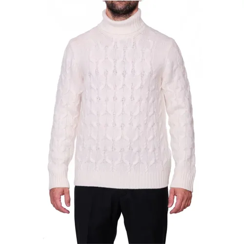 Mens Wool Turtleneck Sweater Ivory , male, Sizes: M, 2XL - La Fileria - Modalova