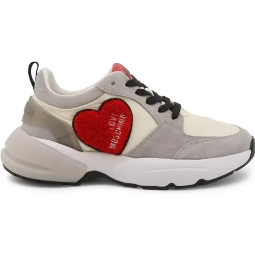 Schwarze Wildleder-Sneakers mit 5cm Absatz,Schwarze Synthetik- und Wildleder-Sneakers mit 5cm Absatz - Love Moschino - Modalova