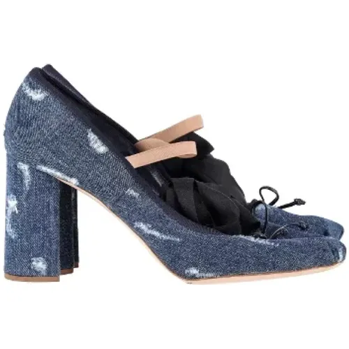 Pre-owned Cotton heels , female, Sizes: 6 1/2 UK - Miu Miu Pre-owned - Modalova