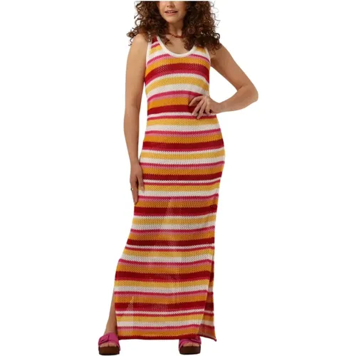 Alizee Crochette Stripe Maxi Kleid , Damen, Größe: L - Colourful Rebel - Modalova