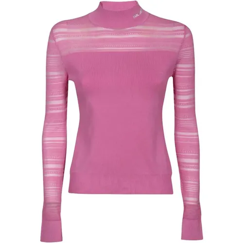 Rollkragenpullover mit Kontrastkanten , Damen, Größe: XL - Karl Lagerfeld - Modalova