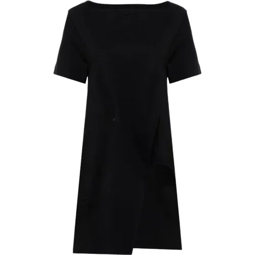 Baumwoll Mini Kleid Bootsausschnitt , Damen, Größe: M - Courrèges - Modalova