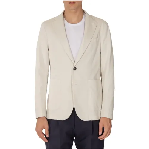 Slim Fit Baumwoll Leinen Blazer , Herren, Größe: L - Manuel Ritz - Modalova