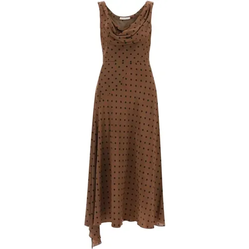 Polka Dot Silk Midi Dress , female, Sizes: XS - Alessandra Rich - Modalova