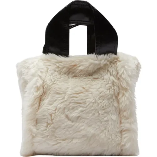Faux Fur Tote Bag with Black Handle , female, Sizes: ONE SIZE - Stand Studio - Modalova