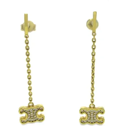 Pre-owned Gold earrings , female, Sizes: ONE SIZE - Celine Vintage - Modalova