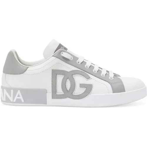 Weiße Low-Top-Sneakers mit DG-Patch - Dolce & Gabbana - Modalova