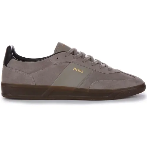 Suede Tennis Shoes Grey Men , male, Sizes: 10 UK, 9 UK, 11 UK, 7 UK, 8 UK, 12 UK - Boss - Modalova