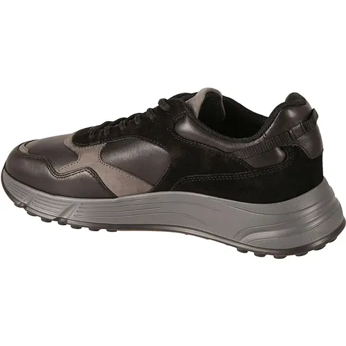 Black Leather Sneakers Hyperlight Low-Top , male, Sizes: 7 1/2 UK, 10 1/2 UK, 5 UK - Hogan - Modalova
