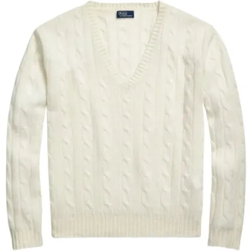 Gedrehter Cashmere V-Ausschnitt Pullover , Damen, Größe: S - Polo Ralph Lauren - Modalova