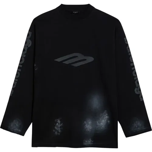 Long Sleeve Crew Neck T-Shirt , male, Sizes: L - Balenciaga - Modalova