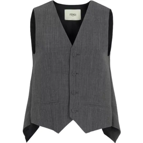 Pinstripe Wool Vest with Cape Sleeves , female, Sizes: S - Fendi - Modalova