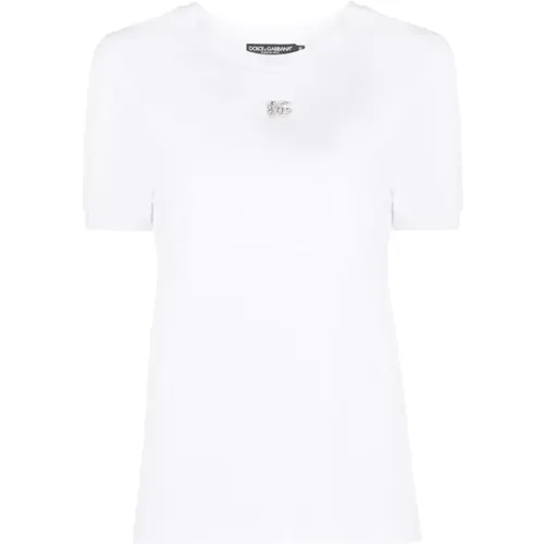 Optisch Weiße T-Shirt , Damen, Größe: L - Dolce & Gabbana - Modalova