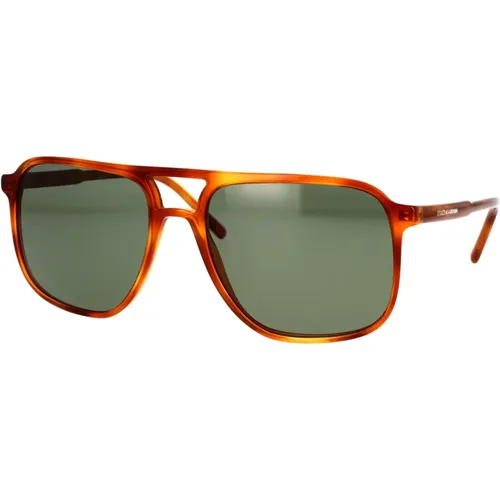 Polarized Dg4423 Sunglasses in Havana with Dark Green Lenses , unisex, Sizes: 58 MM - Dolce & Gabbana - Modalova
